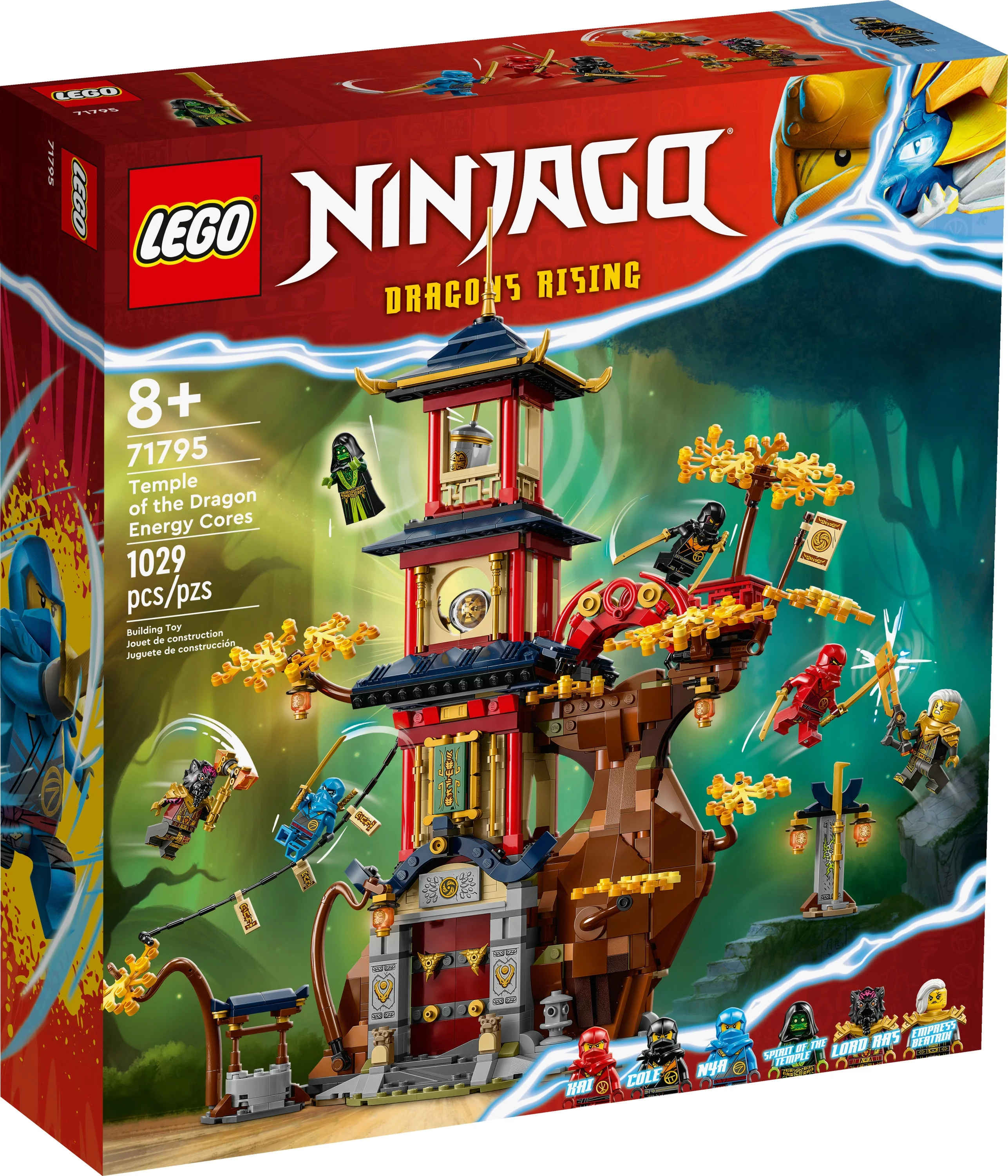 LEGO NINJAGO Temple of the Dragon Energy Cores 71795, Building Toy with a NINJAGO Temple and 6 Minifigures Including Cole, Kai and Nya' Gift for Kids Ages 8+ Who Love Buildable Ninja Playsets