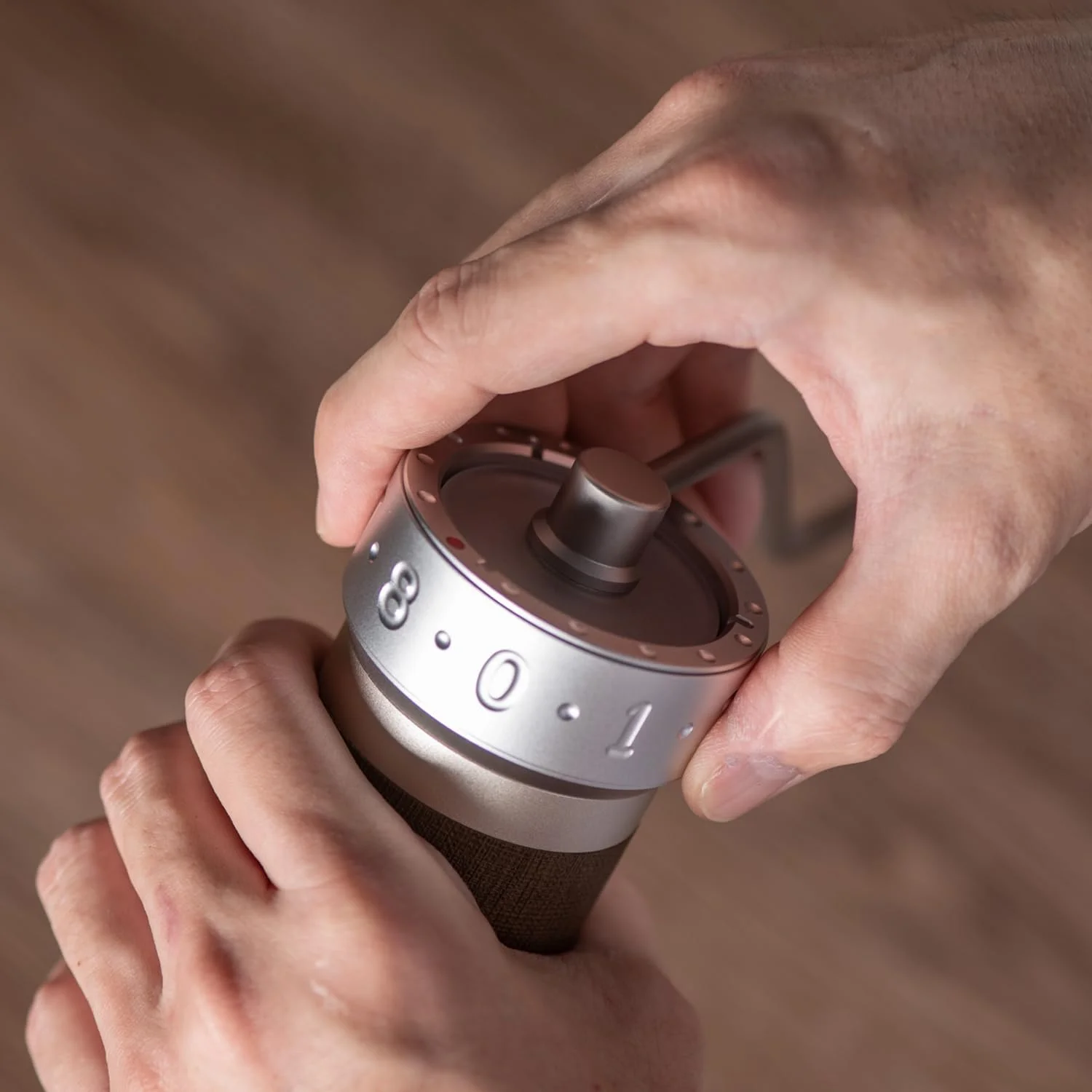 1Zpresso K-Max Manual Coffee Grinder Silver Grind Conical Burr, Adjustable Setting with Hogor Manual