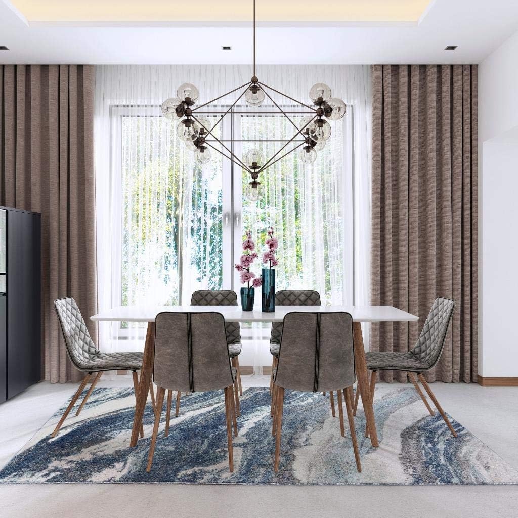 LUXE WEAVERS Lagos Collection 7983 Blue 8x10 Art Deco Area Rug