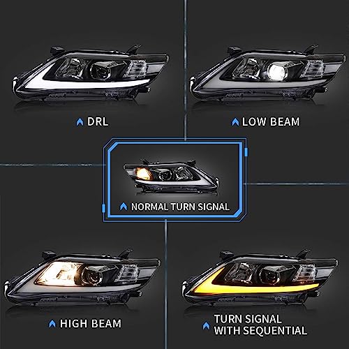 VLAND Led Projector Headlights Compatible with 2010 2011 Camry Base, LE, SE and XLE(US Version) w/Sequential