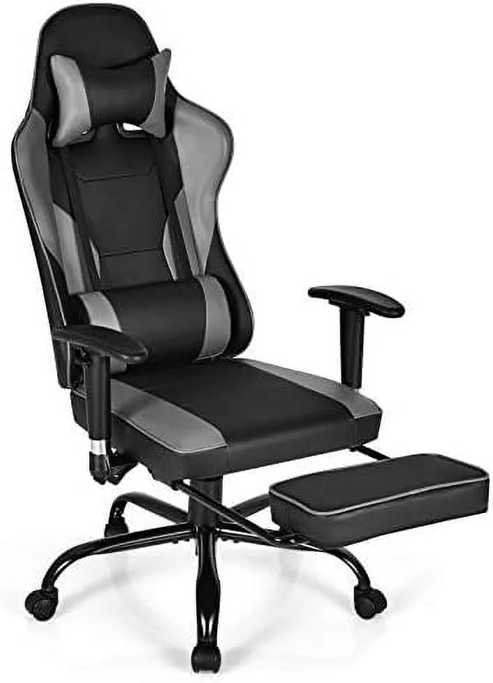 Gaming Chair  High Back Computer Gaming Chair with Adjustable Armrests & Massage Lumbar Support  Swivel Ergonomic Reclining Office Chair (Black)
