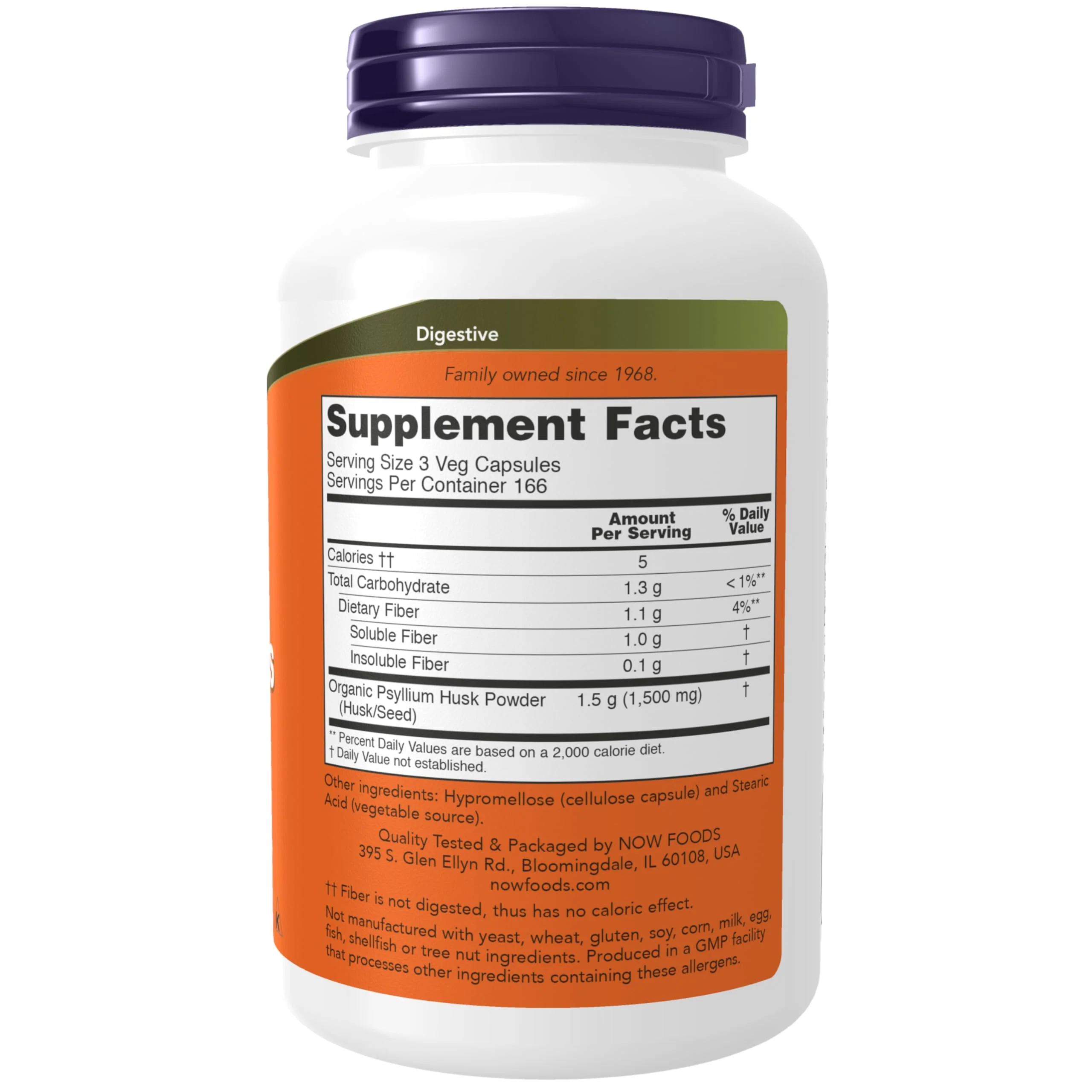 Now Supplements, Psyllium Husk Caps 500 Mg, Non-Gmo Project Verified, Natural Soluble Fiber, Intestinal Health*, 500 Veg Capsules