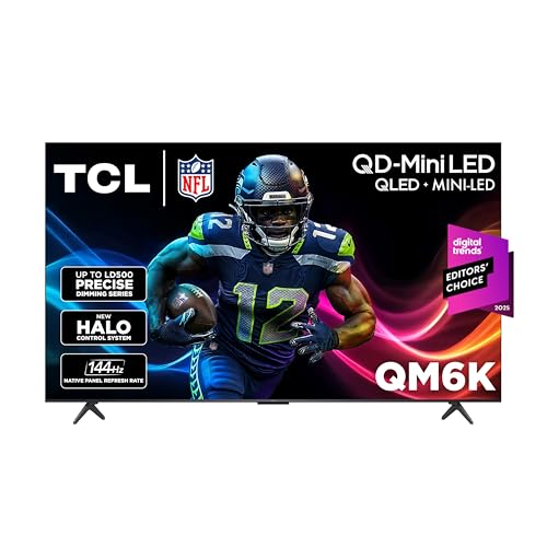 TCL 65-Inch Class QM6K Series QD-Mini LED 4K UHD Google Smart TV Best Value Mini-LED TV - QLED, 144hz, 288hz Gaming Rate, High Contrast Screen, Onkyo Audio, Dolby Atmos (65QM6K, 2025 Model)