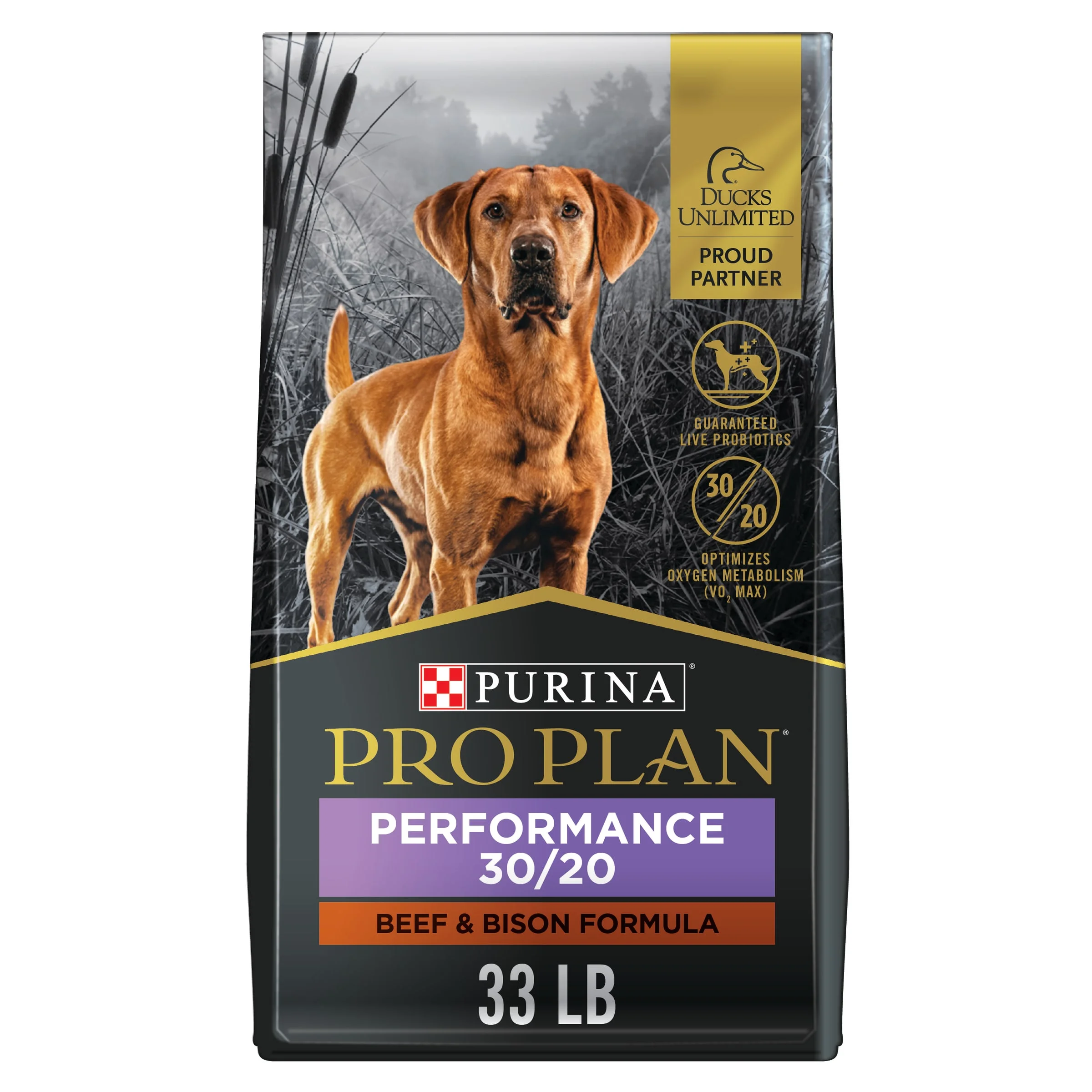 Purina Pro Plan Performance 30/20 Dry Dog Food Beef Bison, 33 lb Bag