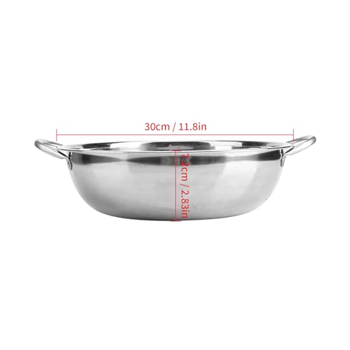 Stainless Steel Cooking Pan, 12in Induction Cooker Stock Pot Chef Double Handles Saute Pan Stewpot Dishwasher and Oven Safe