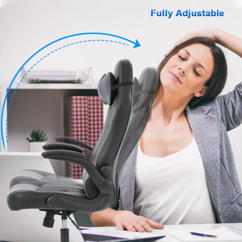 BestOffice Adjustable & Ergonomic Swivel Gaming Chair, Grey