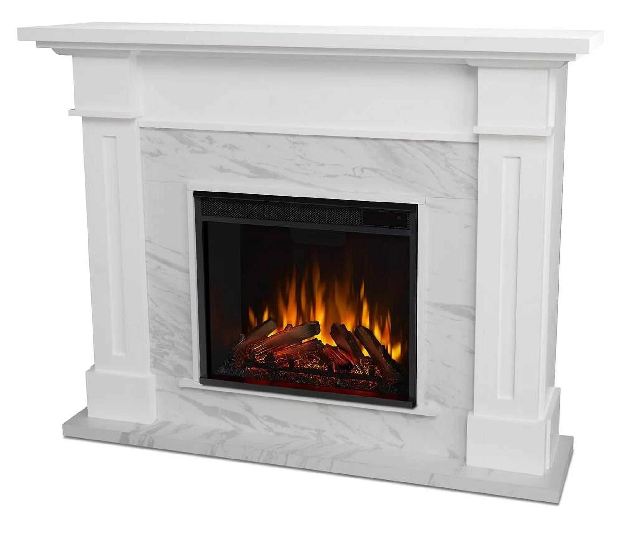 Real Flame Kipling Electric Fireplace in White Marble