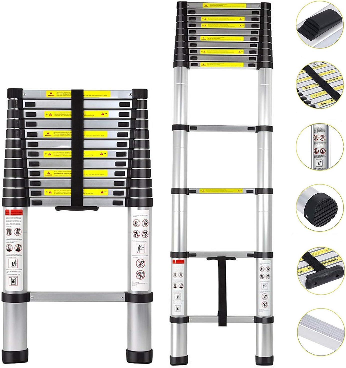 Telescoping Ladder 10.5FT - ARCHOM Aluminum Multi Telescopic Extension Ladder Retraction Portable Lightweight Folding Ladder with EN131 Certified