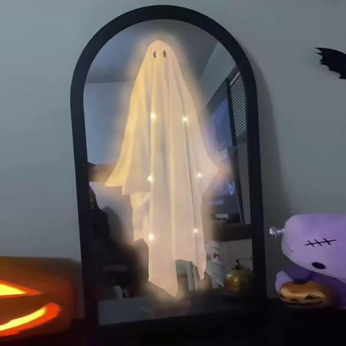 2025 Novelty Ghost Mirror with Creepy Eyes Ghost Halloween Ghostmirror Eerie Haunted House Apparition Indoor DIY Ghost Mirror for Halloween Decor