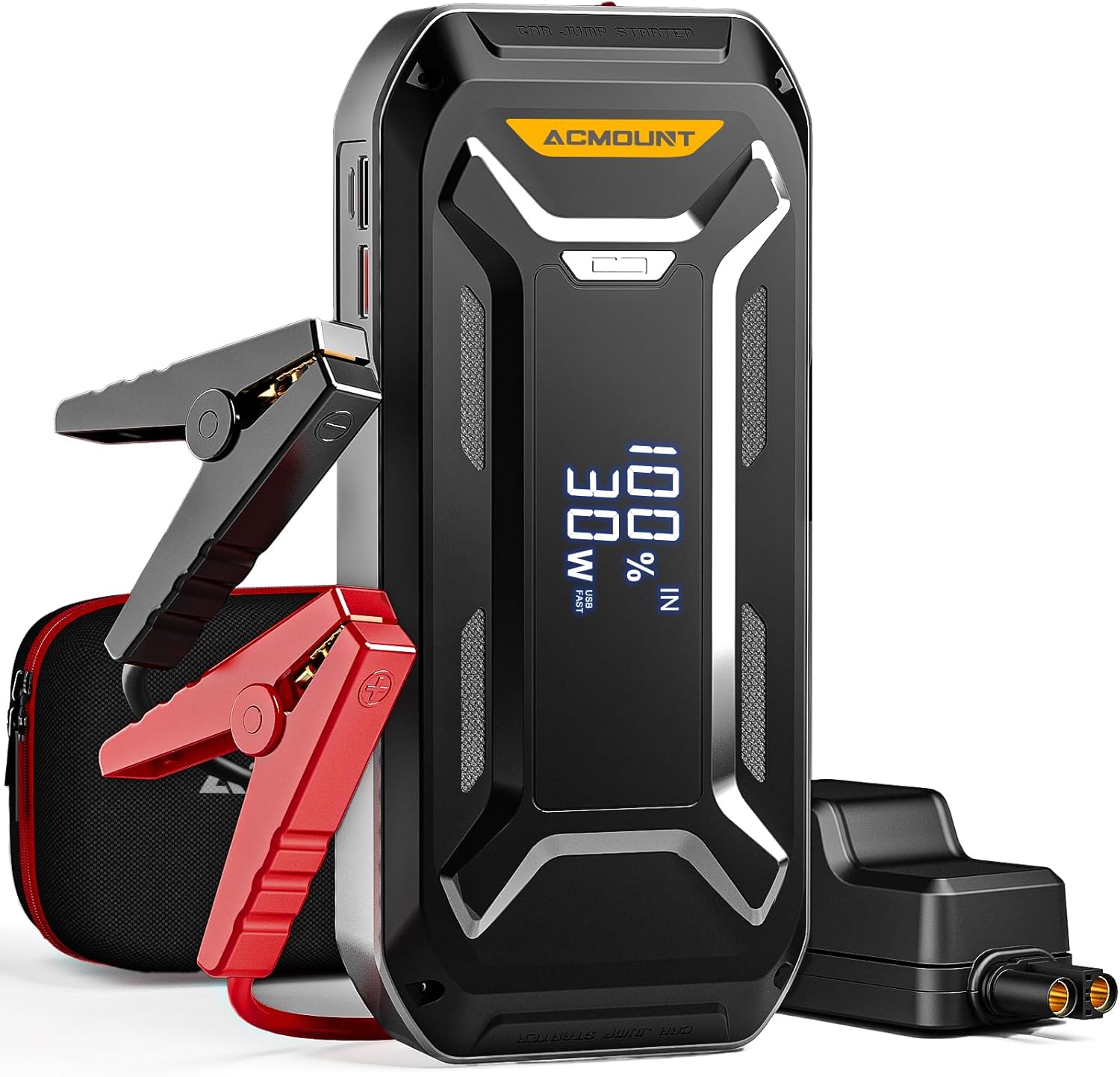 Car Jump Starter, 5000A Peak Car Battery Jump Starter (All Gas/10.0L Diesel Engine), 12V Portable Car Jump Starter Battery Pack with 3” LCD Display, USB Quick Charge and LED Light