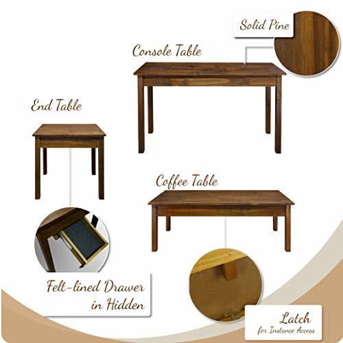 Casual Home Kennedy End Table with Concealed Drawer, Concealment Furniture - Brown