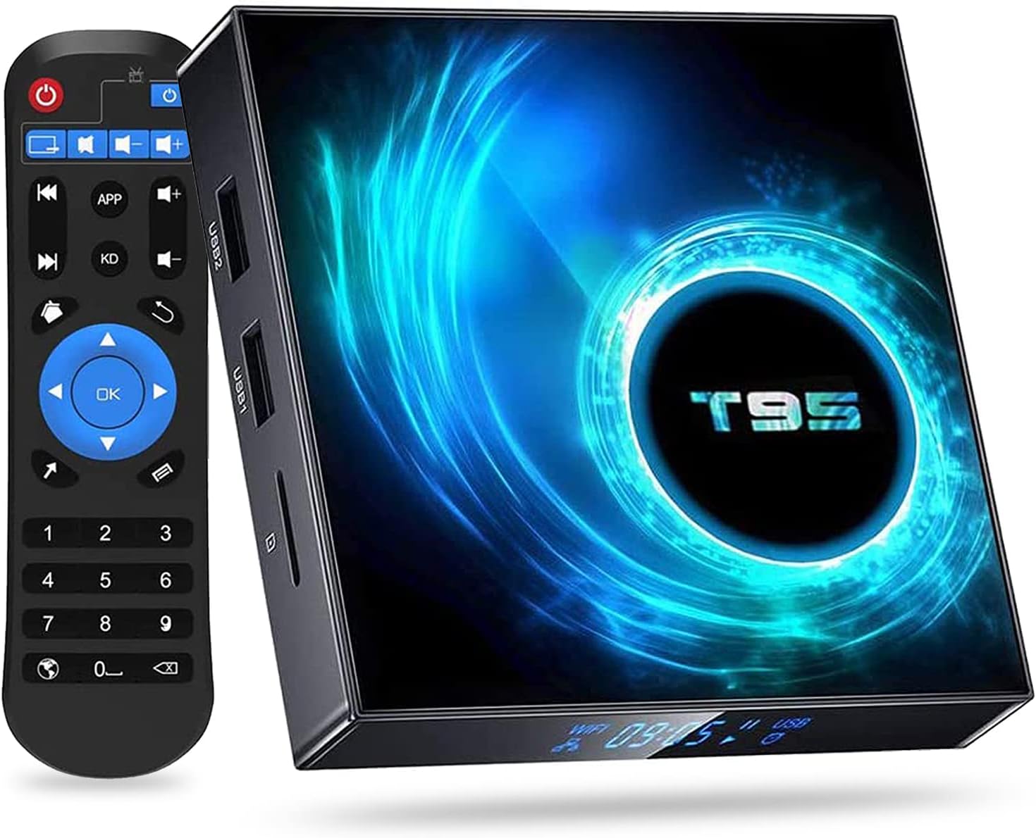 2021 Android 10.0 TV Box T95 4GB RAM 128GB ROM Allwinner H616 Quad-core ARM cortex-A53 CPU, Smart Box Supports 3D 4K 6K UHD H.265, with 2.4G/5G Dual-Band WiFi Bluetooth 100M Ethernet Pack of 2