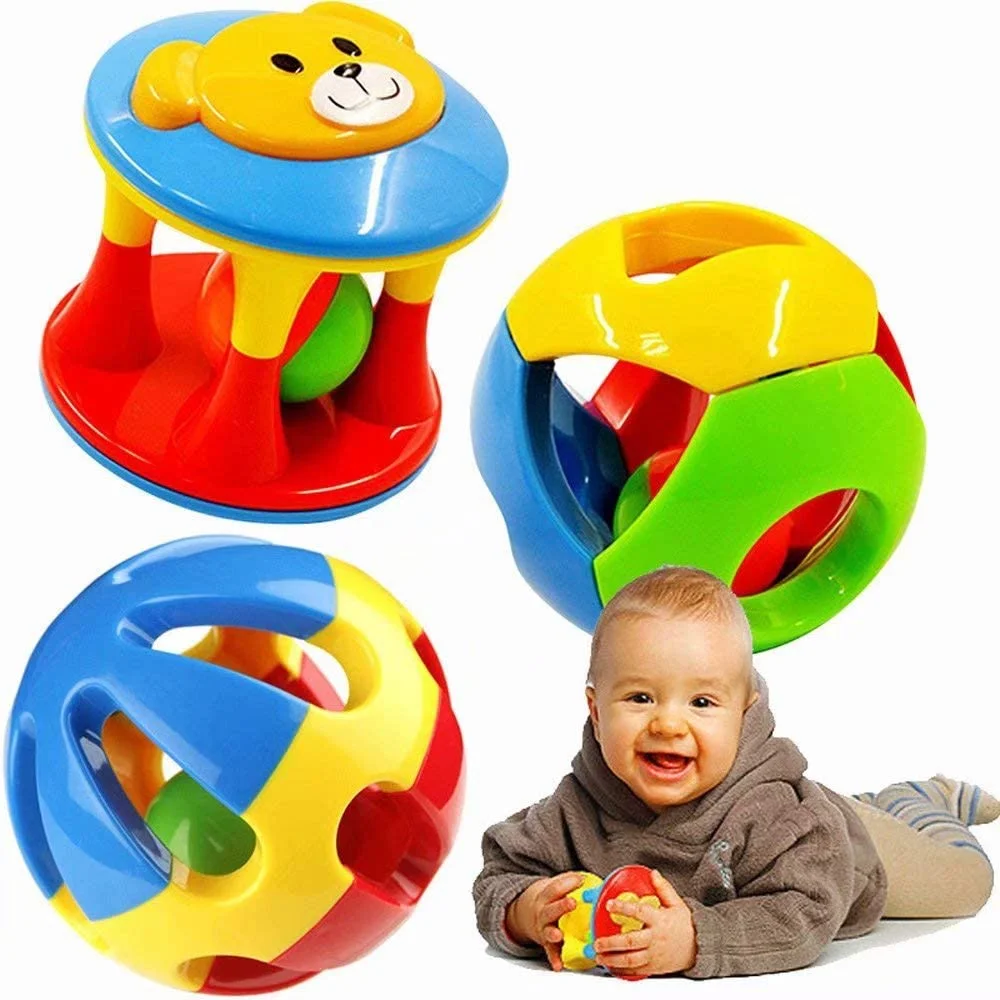 YINYUE 3 Pcs Baby Rattle Ball Toys Colourful Shaking Bell Developmental Rolling Balls Newborn Handbells Infant Gift