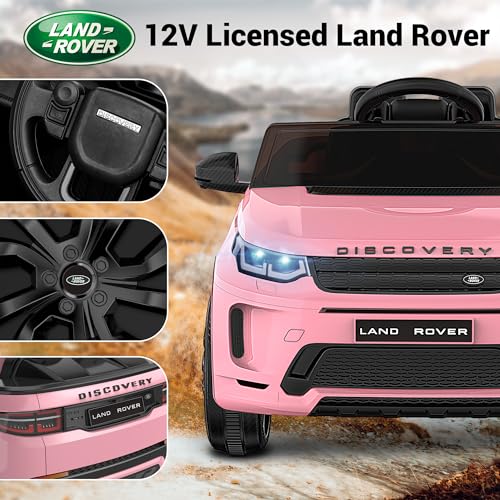 12V Licensed Land Rover Kids Electric Car w/Parent Remote Control, Bluetooth, Music, Shock Absorbers, LED Lights, Ride On Toys for Kids Ages 2-5 (Single Seat), White