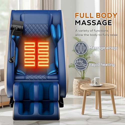 Full Body Massage Chair Recliner with Zero Gravity, Heating, Bluetooth Speaker, Air Compression, Black