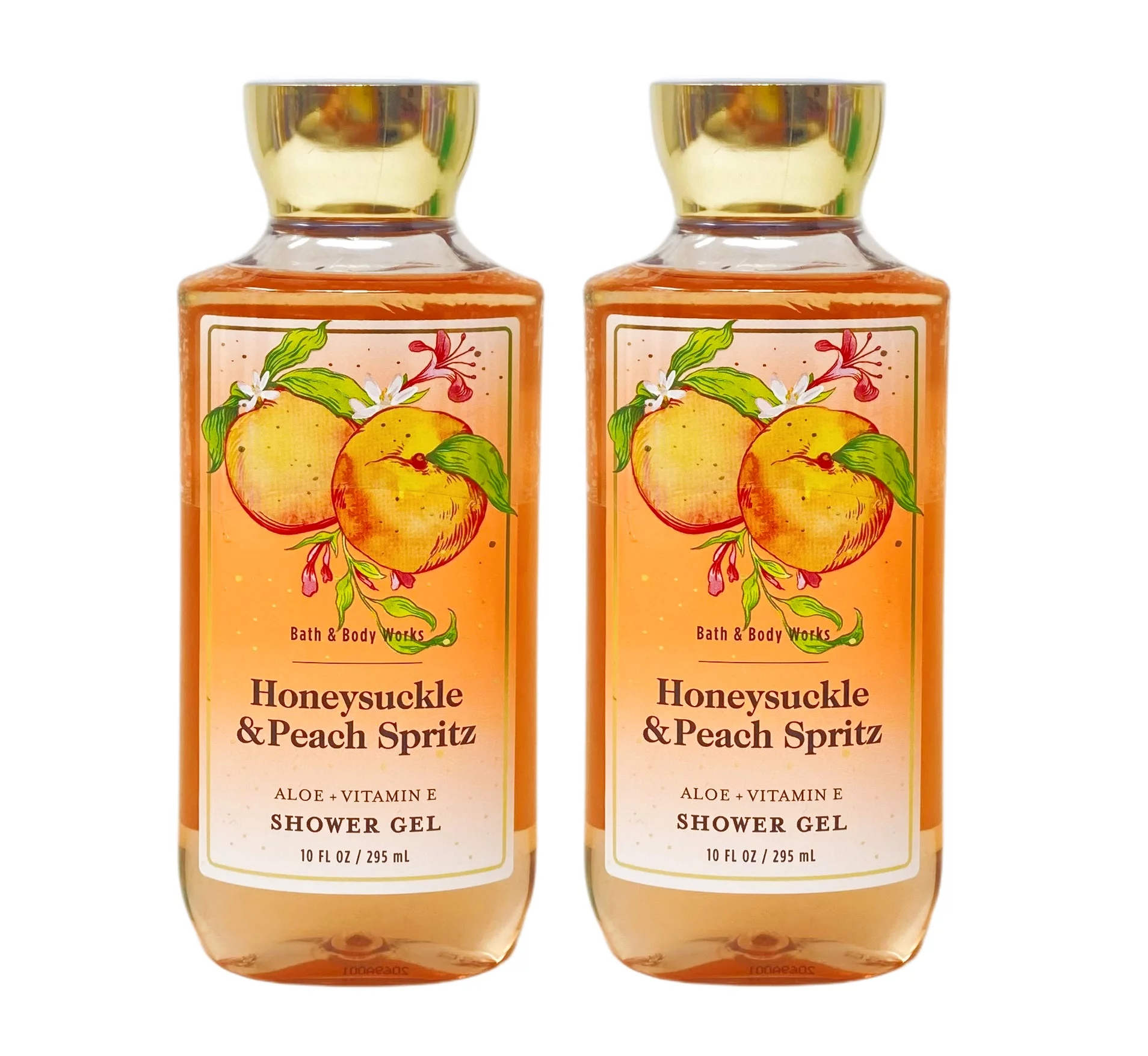 Bath and Body Works Honeysuckle & Peach Spritz 2 Pack Shower Gel Set - Full Size