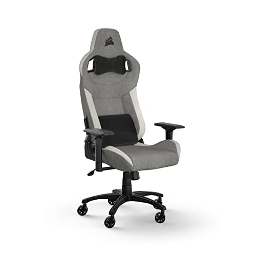 Corsair T3 Rush Fabric Gaming Chair (2023) – Racing-Inspired Design – Soft Fabric Exterior – Padded Neck Cushion – Memory Foam Lumbar Support – Adjustable Seat Height – Charcoal