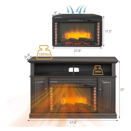 Tv cabinet, 48 Inch Electric Fireplace Tv Cabinet Furniture for Modern Television Stands Entertainment Center with 28