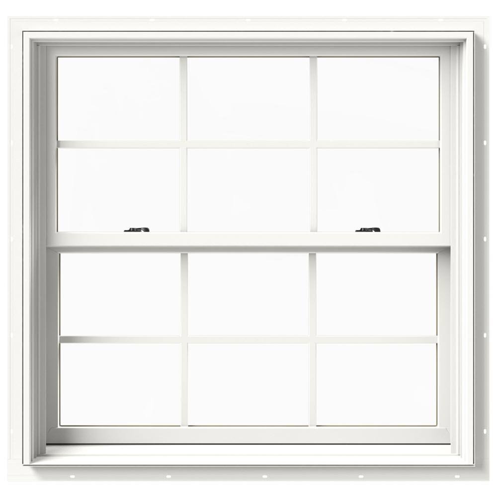 JELD-WEN 37.375 in. x 36 in. W-2500 Series White Painted Clad Wood Double Hung Window w/ Natural Interior and Screen