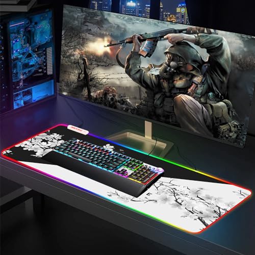 JMIYAV Gaming Mouse Pad RGB Mousepad Black Non-Slip Rubber Base Extra Large Cool XL XXL Computer Desk Pad Gaming Accessories LED Light Up Extended Big Mouse Pad for Gamer (31.5x12In)