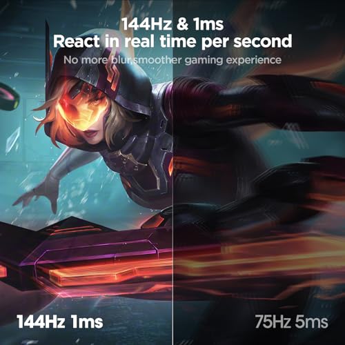 KOORUI 24.5” FHD 1920x1080p VA Gaming Monitor, 170Hz, 1ms, Adaptive Sync, 2xHDMI(144Hz) & DisplayPort(170Hz), sRGB 99%, 75 * 75mm VESA, Tilt Adjustable, Eye Care, Black