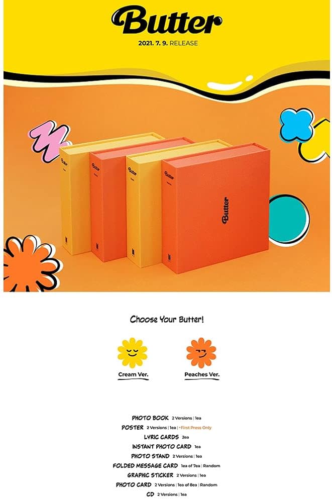 Big Hit Entertainment BTS - Butter Album+Extra Photocards Set (Cream+Peaches ver. Set) KTMMD1083