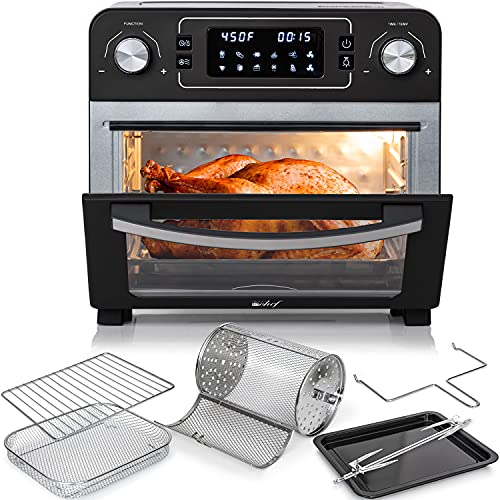 Deco Chef 24 QT Countertop 1700 Watt Toaster Oven with Built-in Air Fryer and Included Rotisserie Assembly, Grill Rack, Frying Basket, and Baking Pan