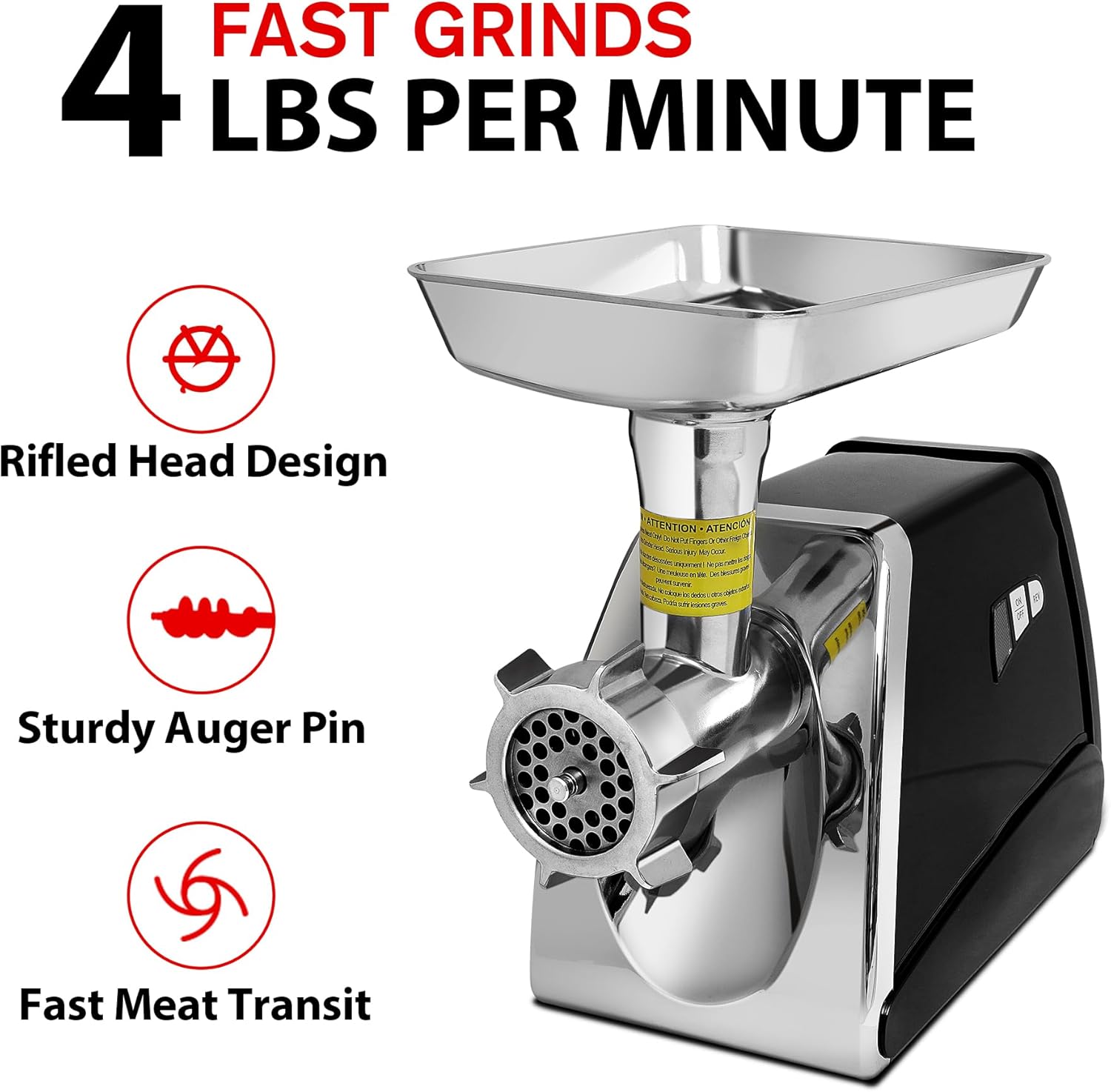 Electric Meat Grinder #8 Stainless Steel, 575W[3000W Max] Heavy Duty Meat Mincer, Sausage Stuffer Maker w/Sausage & Kubbe Kit, 2 Grinder Plates Valley Sportsman