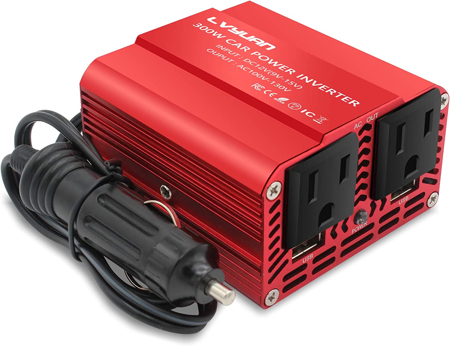 300W Power Inverter for Car DC 12V to 110V AC Car Inverter Converter with 3.1A Dual USB Charger Car Adapter