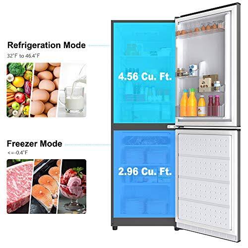 Galanz GLR74BS1E04 Bottom Refrigerator, Adjustable Mechanical Thermostat with True Freezer, Versatile Door Storage, 7.4 cu.ft, S