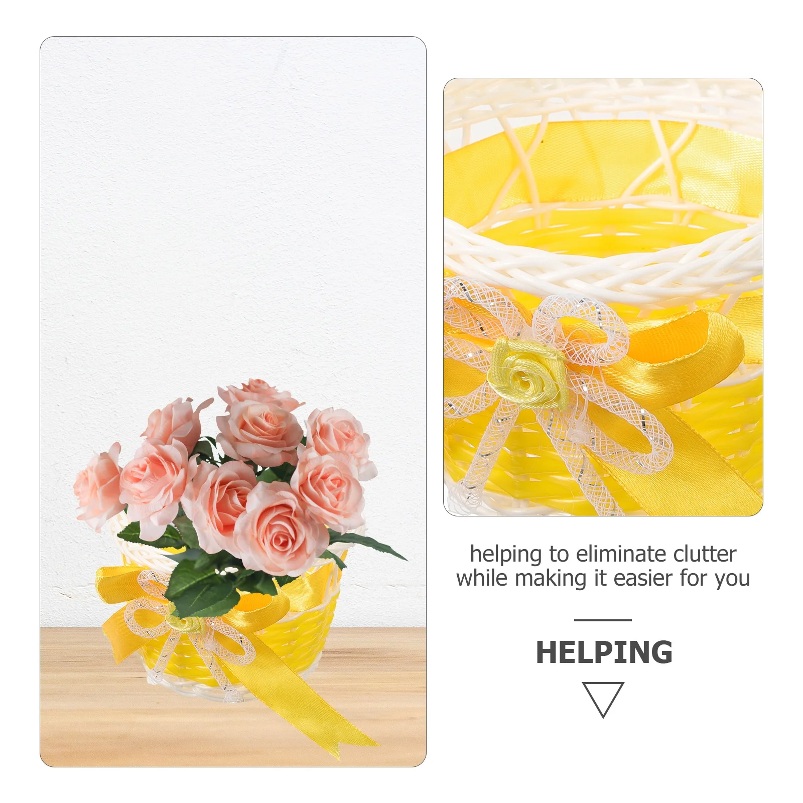 4 Pcs Rattan Flower Basket Living Room Pot Artistic