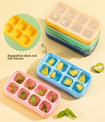 Mini Ice Cube Trays for Freezer, Silicone Ice Cube Trays with Lid for Mini Fridge, Small Ice Cube Molds, Ice Trays with Covers for Cocktails or Whiskey, BPA Free, Flexible & Easy Release - 3 Pack
