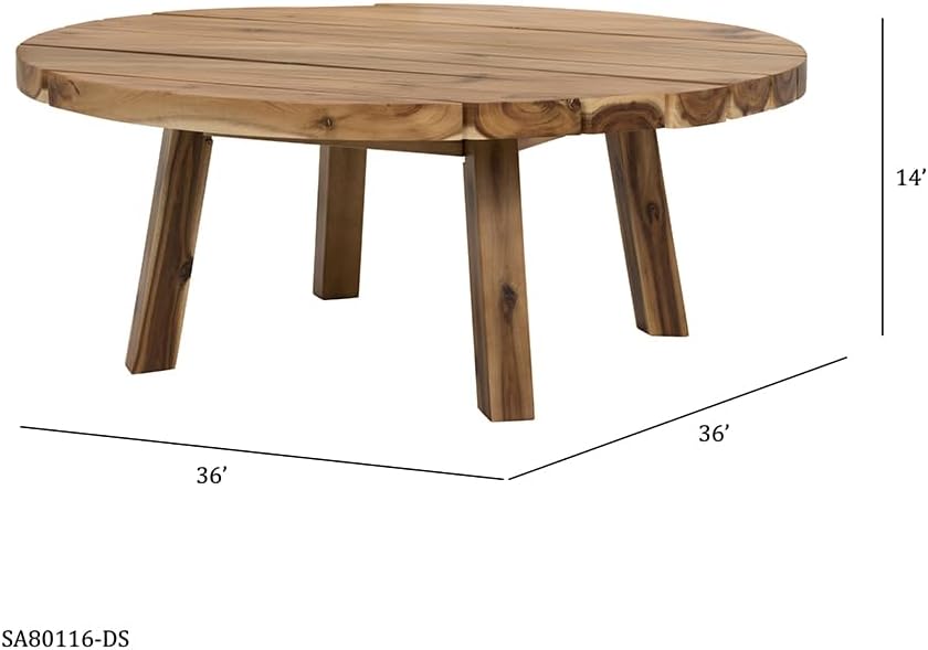 D35.6x14.6 Coffee Table, Durable Solid Acacia Wood