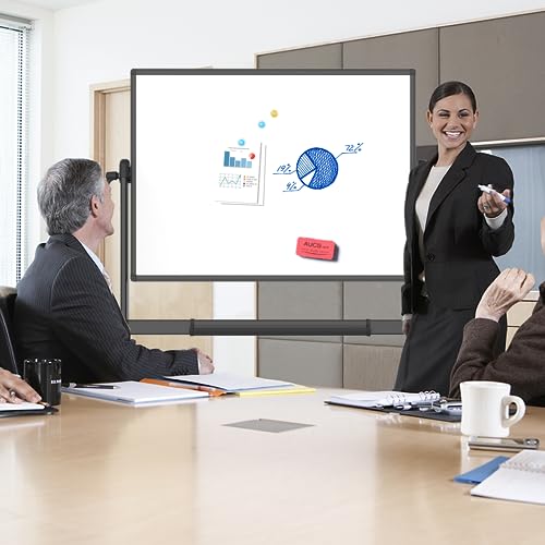 VIZ-PRO Double-Sided Magnetic Mobile Whiteboard, 48 x 36 Inches, Aluminium Frame and Stand