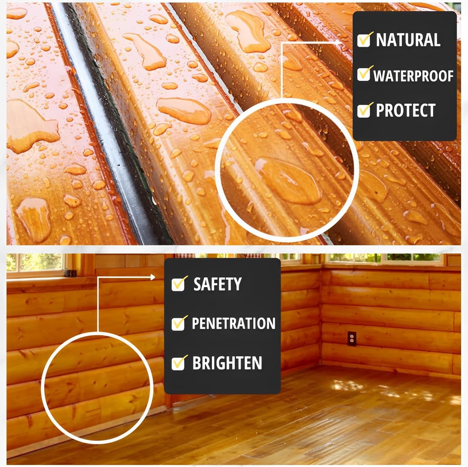 32 OZ Pure Tung Oil for Wood-Finishing with Wood Brush, Waterproof Wood Sealer Indoor and Outdoor, 100% Pure Natural Tung Oil for Unfinished Bare Wood, Such as Wood Floors, Wood Furniture