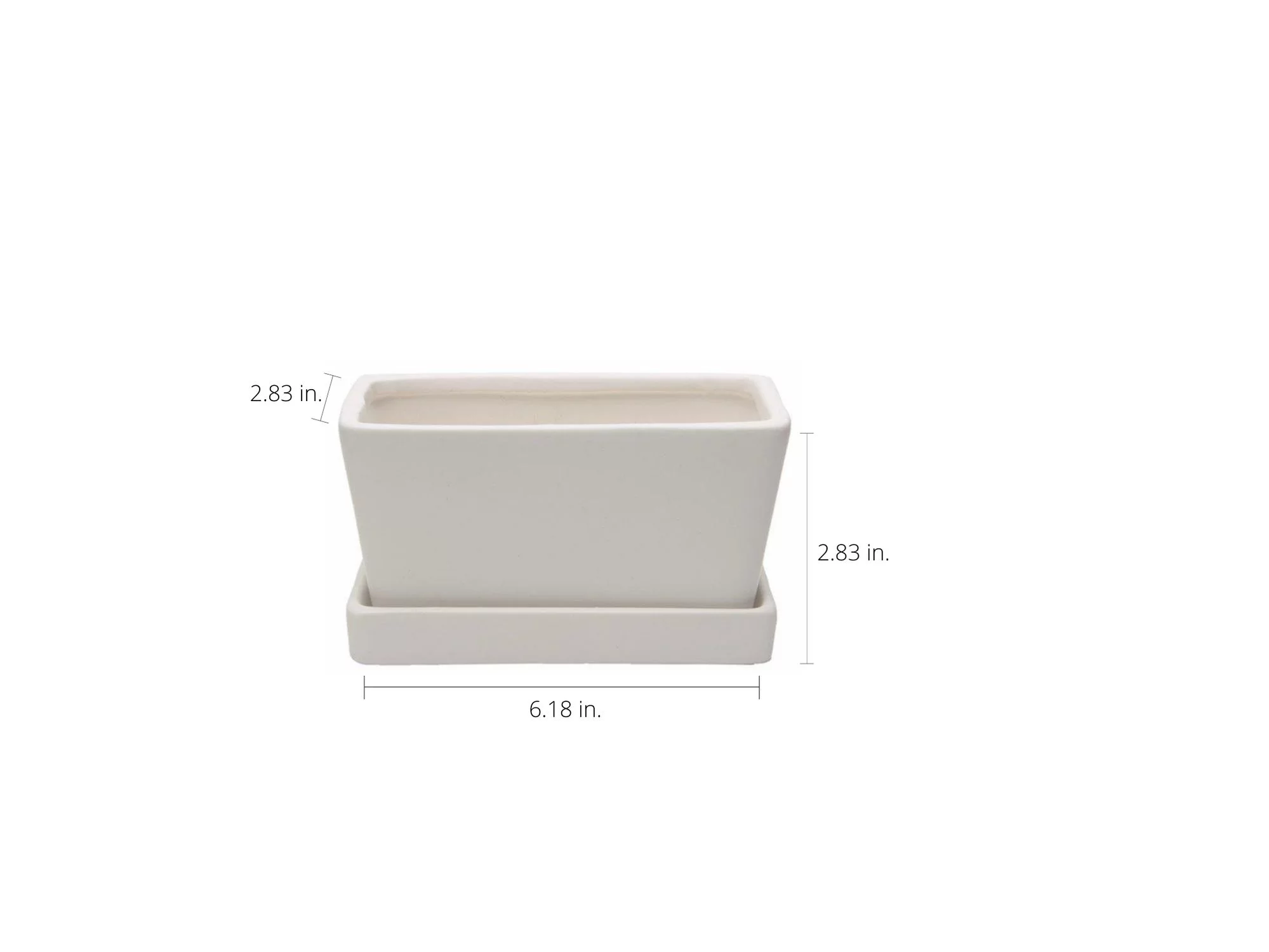 KRALIX Succulent Planter Ceramic Containers, Cactus Planters, Flower Pots with Drainage Hole and Tray, White Rectangular Planter