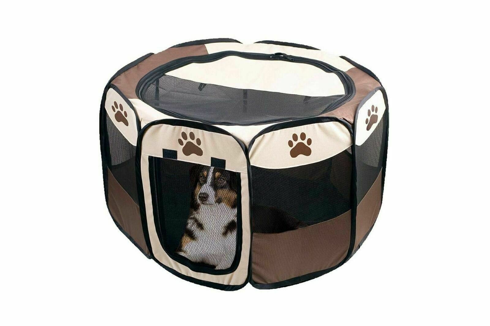 Portable Foldable Pet Playpen For Dogs, Paw Print - Indoor and Outdoor Use, Medium/Large Sized Pets - Pop-Up, Traveling, Kennel Design, Ideal for Keeping Pets Safe and Secure