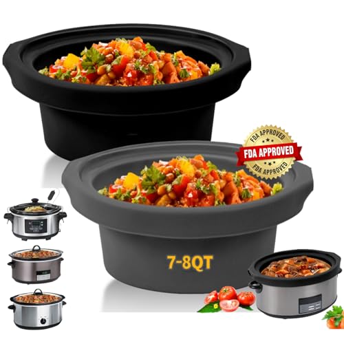 Slow Cooker Liners fit Crock Pot 7-8 QT,Maywe Tanso for Crock Pot Liners For 7-8 Quart Oval or Round Slow Cookers,Reusable & Leakproof Silicone Slow Cooker Liner For Crock Pot,Dishwasher Safe BPA Free