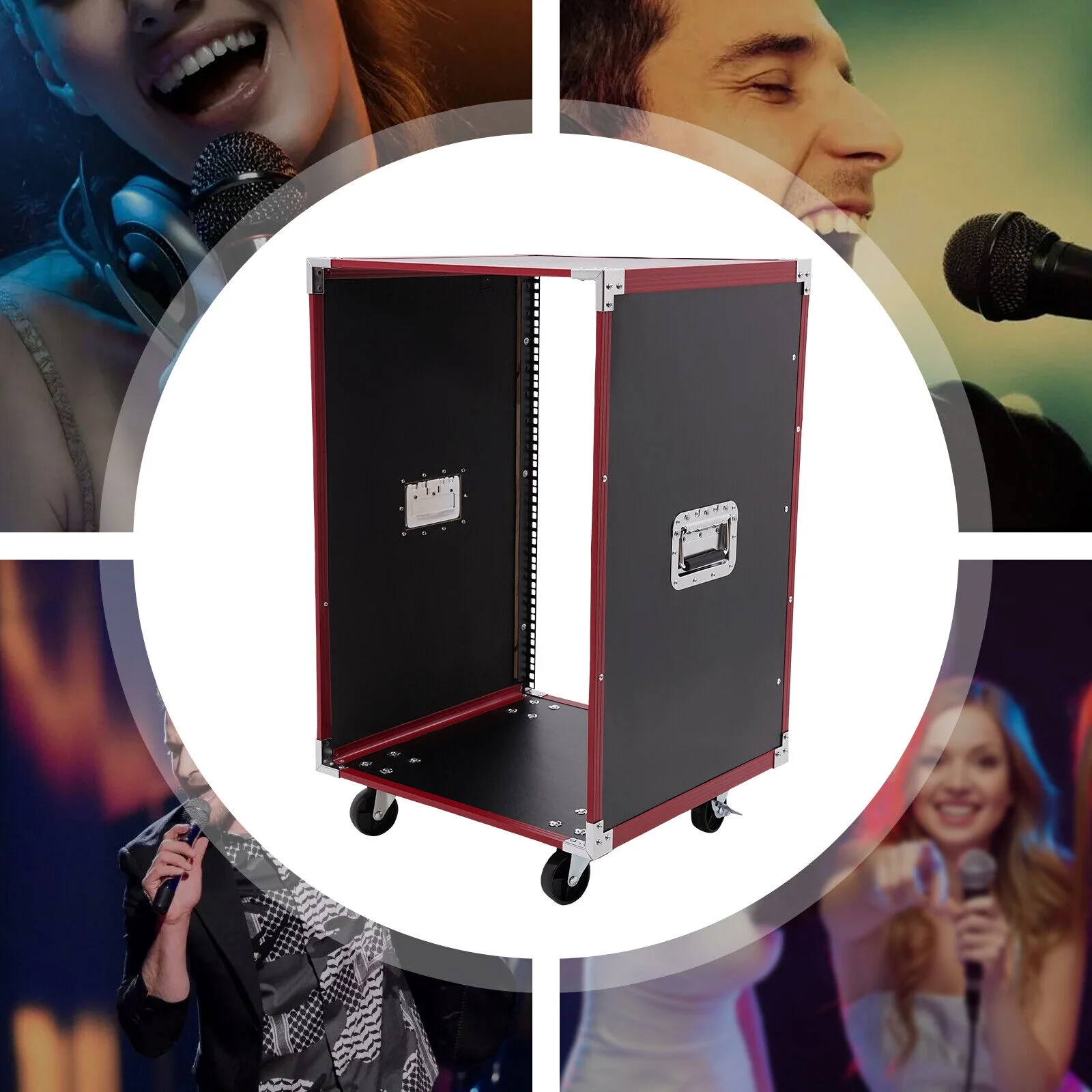 Rolling 16U Network Server Data Cabinet Audio Video Telecom Equipment Rack with Wheels