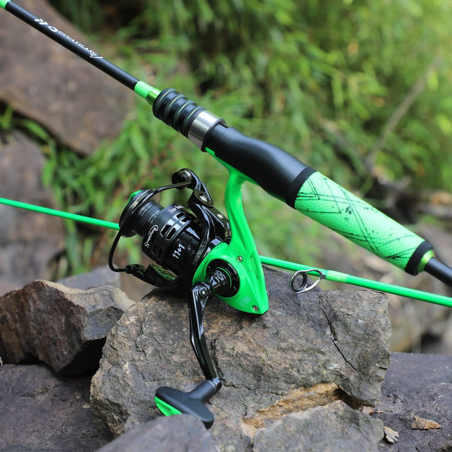 One Bass Fishing Rod and Reel Combo, Spinning Combo with SuperPolymer Handle