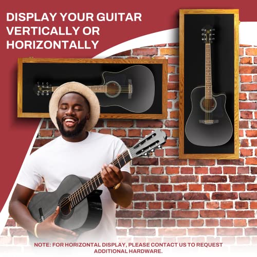 Acoustic Guitar Display Case - Acrylic Acoustic Guitar Case - Guitar Display Case Wall Mount, Guitar Wall Case Made from Hardwood Frame & Clear Acrylic | Natrual Oak