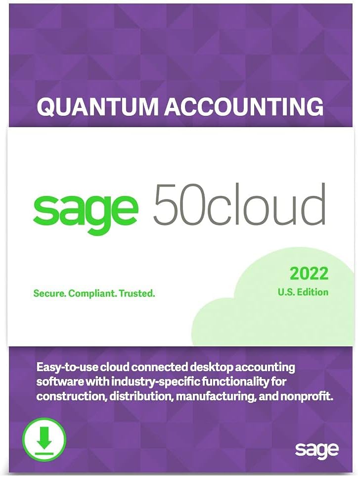 Sage 50cloud Pro Accounting 2022 U.S. One Year Subscription Cloud Connected Personal Accounting Software [PC Download]