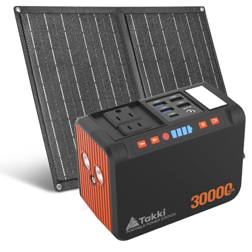 Takki 88.8Wh Portable Power Station Lithium Battery Solar Generator Power Bank with 120W Peak AC Outlet Battery Backup for Camping Home Use Emergency(Solar Panel Optional)