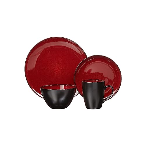 Gibson Soho Lounge Round Reactive Glaze Stoneware Dinnerware Set, Service for 4 (16pc), Blue, Soho Round.