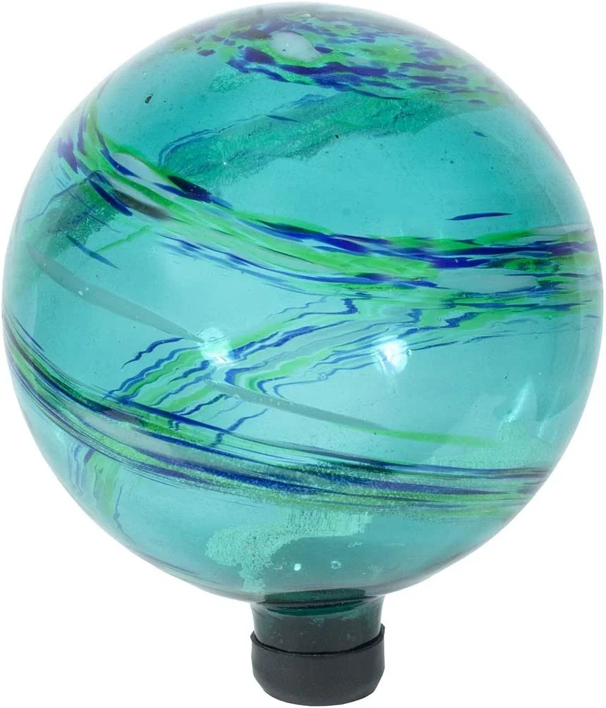 Echo Valley Blue Ocean Mist 10 inch Hand Blown Glass Outdoor Garden Gazing Ball