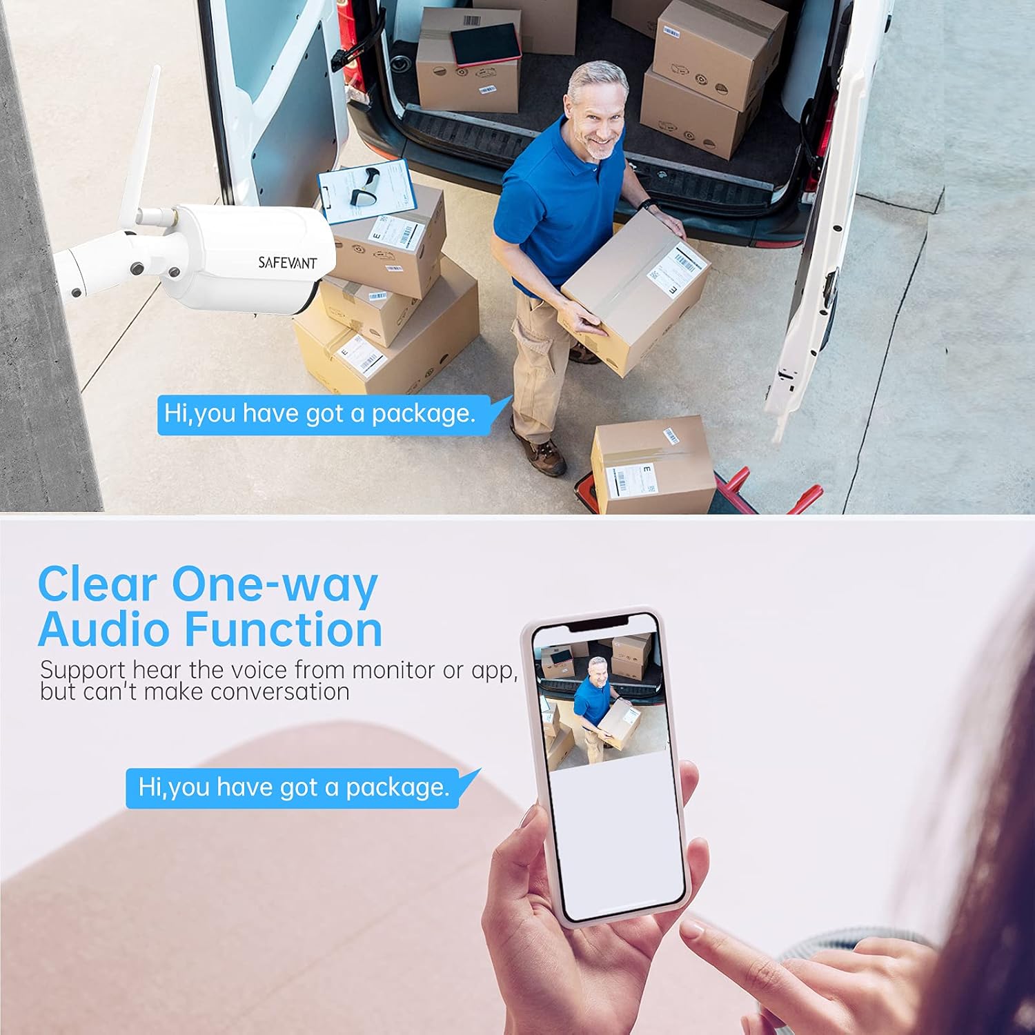 1080P Wireless Camera Security System with One Way Audio, SAFEVANT 8 Channel Home Surveillance NVR 2TB Hard Drive Pre-Installed with 4PCS IP Wifi Cameras Night Vision and Waterproof Expandable HD CCTV