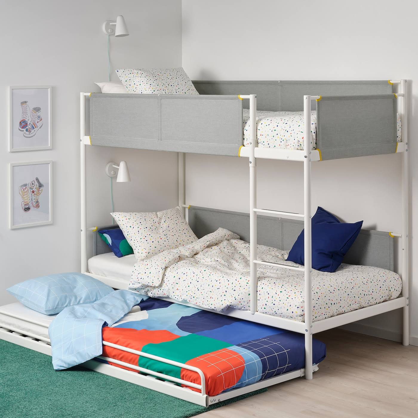 IKEA - VITVAL Bunk Bed Frame with Underbed, White/Light Gray, Twin