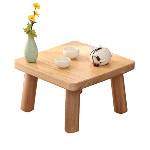 Japanese Style Small Table Balcony Small Coffee Table Solid Wood Low Table Living Room Small Table Mini Table Laptop Table Wooden Stool (Color : Brown, Size : 35x50x21cm) (Wood Col
