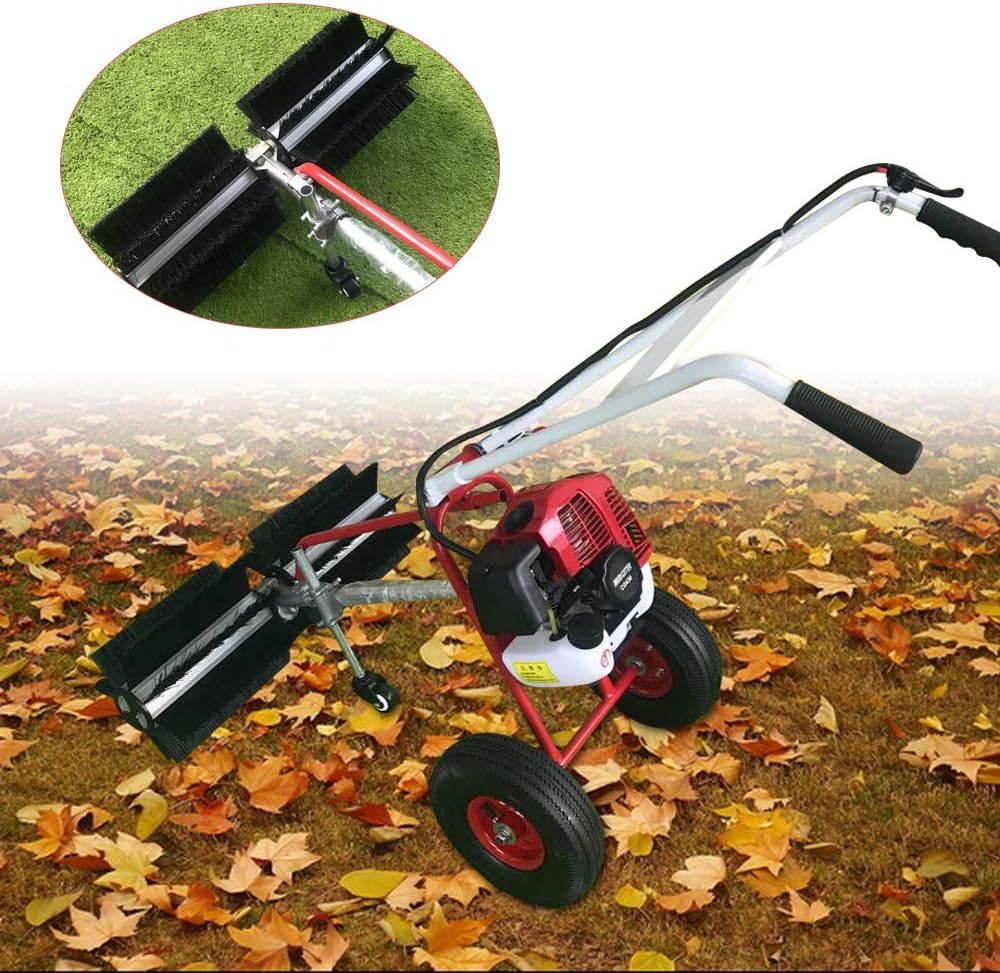 DNYSYSJ 2-Stroke 1.25 kW Gasoline Power Sweeper Broom Driveway Turf Cleaning Snow Grit 43CC Gas Power