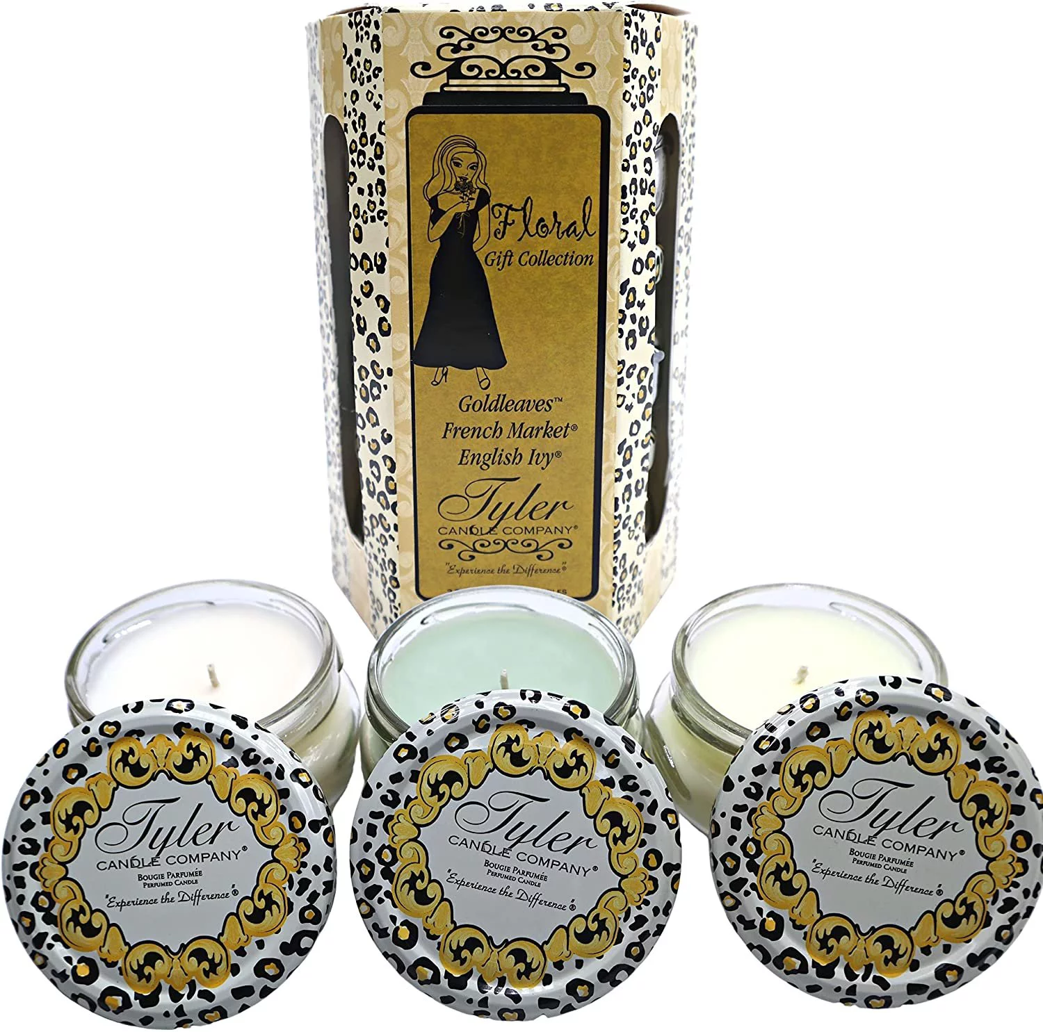 Tyler Candle Company, Floral Gift Collection, Scented Candles Gifts for Women, Ultimate Aromatherapy Experience, 3 Luxurious Candles with Essential Oils, 3.4 oz Each